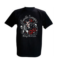 Camiseta de algodón con estampado de 100% de calavera Rockabilly, camiseta de verano 2019 con estampado de Santa Sangre, Oldschool, tatuaje de Motorrad, V8 2024 - compra barato