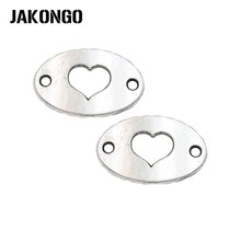 JAKONGO-Conectores de corazón Chapado en plata antigua para fabricación de joyas, accesorios artesanales hechos a mano, 22x13mm, 10 unidades/lote 2024 - compra barato