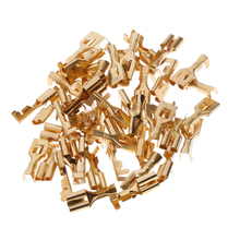 High Quality 50Pcs Brass Crimp Terminal Cable Locking Female Spade 6.3mm High Current Capability Resistant to Corrosion 2024 - buy cheap