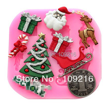 Atacado! 1 peça mini árvore de natal e presente (f0534) silicone artesanal molde para decoração de bolo/fondant 2024 - compre barato
