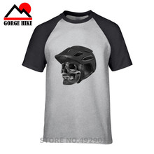 New MTB Enduro Biker Skull helmet T shirt men mountain biker t-shirt homme bicycle bmx tshirt rider mountains tee shirt hombre 2024 - buy cheap