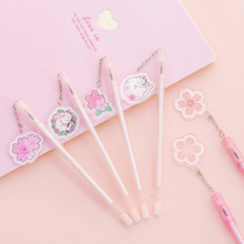 Cherry blossoms cat Pendant black ink gel pen Kawaii Neutral Pen Cute Pens For School Office Writing Gifts Korean Stationery 2024 - buy cheap