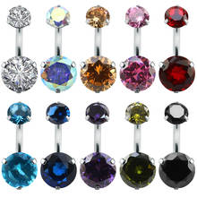 Fashion 10 Different Zircon Color Belly Button Rings 316l Stainless Steel Belly Navel Ring Body Jewelry Piercing 2024 - buy cheap