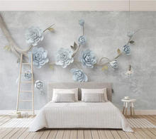 papel de parede Customlarge wallpaper 3d beautiful blue embossed flower twigs TV background wall paper living room bedroom mural 2024 - buy cheap