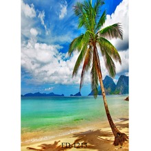 Небо пляж пальмы фотографический фон для фотосъемок реквизит Свадебная детская виниловый тканевый фон для фотостудии с изображением выдержанных деревянных досок фон для студийной фотосъемки 2024 - купить недорого