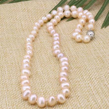 Orange natural freshwater pearl nearround beads 7-8mm chain necklace for women high quality wholesale price jewelry 18imch B3185 2024 - buy cheap