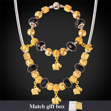 Charms Necklace And Bracelet DIY Jewelry Set Cute Elephants Gold Color Crystal Glass Bead Fashion Jewelry For Women NH867 2024 - buy cheap