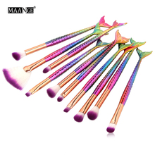 MAANGE 10PCS Mermaid Makeup Brushes Set Colorful Handle Eye Shadow Eyeliner Lip Foundation Powder Brush Cosmetics Make Up Tools 2024 - buy cheap