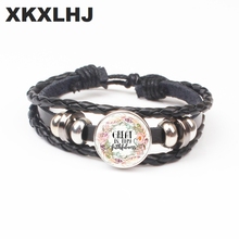 XKXLHJ-pulsera de cuero para mujer, brazalete de cuero con frase de escritura, joyería, regalos inspiradores de fe religiosa 2024 - compra barato