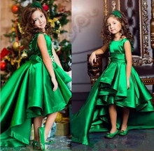 Emerald Green Girls Pageant Dresses High Low Tiered Prieces Flower Girls Dresses For Weddings Lovely Kids 2020 Communion Gown 2024 - buy cheap