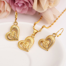 gold  Necklace Earring Set Women Party Gift Dubai love heartJewelry Sets daily wear mother gift DIY charms women girls Jewelry 2024 - buy cheap