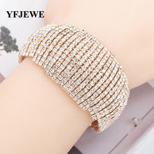 YFJEWE New Design Rhinestone Crystal Bracelets For Women Rhinestone Crystal Big Bracelets Bangles Wedding Gift Jewelry B157 2024 - buy cheap