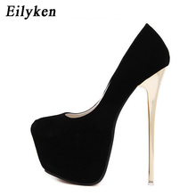 Eilyken Sexy Wedding Women Fetish Shoes Concise  Woman Pumps Latform Very High Heel Stripper Flock Pumps 16 cm 2024 - buy cheap
