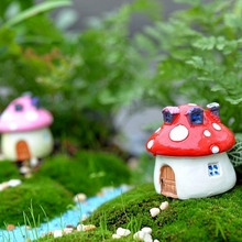 Garden Ornament Mushroom House Resin Figurine Craft Plant Pot Fairy Decoration 2024 - buy cheap