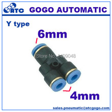 GOGO 10pcs a lot one touch plastic hose 3 way Y type pneumatic tee fitting 6mm to 4mm quick tube connector PN6-4 three joint 2024 - buy cheap