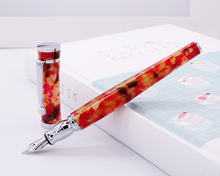 Fuliwen Celluloid Fountain Pen Maple Leaf Orange , Fine Nib Fashion Writing Gift Pen Business Office Home School Supplies 2024 - buy cheap