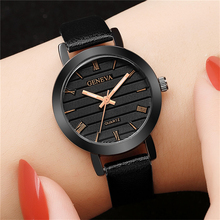 Relógio feminino de couro, relógio de pulso de marca geneva, relógio de luxo para mulheres 2021 saat 2024 - compre barato