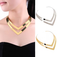 JEROLLIN New Fashion Jewelry Elegant Gold & Silver Metal Hoop Loop Statement Chunky Bib Necklace 2024 - buy cheap