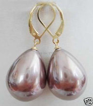 free shipping >>New Rare Genuine 12X14mm Purple Sea Shell Pearl Dangle Earrings 2024 - buy cheap