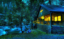 Высококачественный фон для фотосъемки с изображением дома реки заката крыльца леса дерева компьютерная печать на стене 2024 - купить недорого