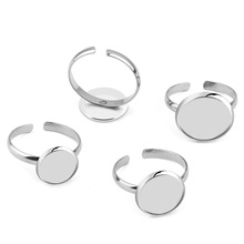 Ajustes de anel de aço inoxidável 8mm 10mm 12mm, moldura redonda, bandeja, base de cameo, cabochões, anel em branco, achados, acessórios diy 2024 - compre barato