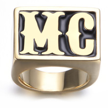 Mc letter ouro titânio aço anel de jóias moda masculina anel 2024 - compre barato