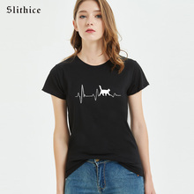 Slithice Harajuku Tshirt Cat Heartbeat Lifeline aesthetic Print T-shirt Top Hipster Tumblr Female T-shirts camiseta mujer Black 2024 - buy cheap