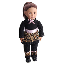 Conjunto de roupas de boneca com estampa de leopardo, acessórios de brinquedo preto e branco, boneca de 18 polegadas e boneca de 43 cm 2024 - compre barato