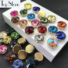 Colors Rivoli Glass Crystal Sew On Stone With Brass Cup Claw Setting 8mm,10mm,12mm,14mm,16mm,18mm Rivoli Beads Jewelry 2024 - buy cheap