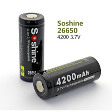 2 pcs new soshine 26650 4200 mah 3.7 v protegido li-ion recarregável baterias de lítio da bateria com caixa de bateria 2024 - compre barato