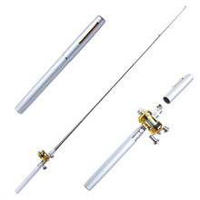 Mini bolígrafo de pesca de bolsillo telescópico portátil, palo de caña de pescar de aleación de aluminio, carrete, compacto, ligero, fácil de usar, A1 2024 - compra barato