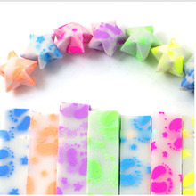 Estrellas luminosas de Origami fluorescentes, papel de estrella de la suerte plegable a mano, los mejores deseos, Material para envolver regalos, brillo nocturno, 210 Uds. 2024 - compra barato