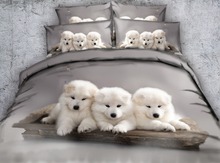 Conjunto de cama branca de cães 3d, edredon, capa de edredom, solteiro, queen, super king size, cama, bebês, menino 2024 - compre barato