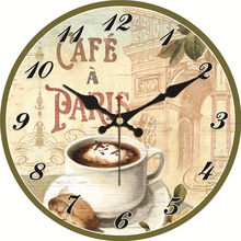 Vintage Wall Clock Cafe Paris Decorative Wall Clocks Battery Operated 12 Inches Silent Non Ticking Round Wooden Rustic Clocks 2024 - buy cheap