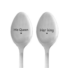 Gift For Boyfriend Girlfriend Long Spoon With Letters His Queen/Her King Small Love Gift Valentines Day Gift Anniversary 2024 - buy cheap