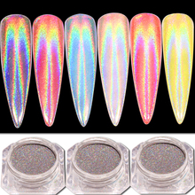 Лазерный блеск для ногтей голографический зеркальный порошок павлина Лазерная пыль дизайн ногтей порошок хромового пигмента DIY украшения 2024 - купить недорого