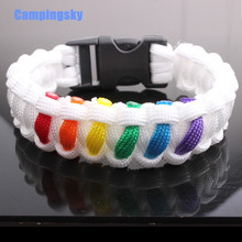 CAMPINGSKY themed Rainbow White/Colors Paracord Bracelet 2024 - buy cheap