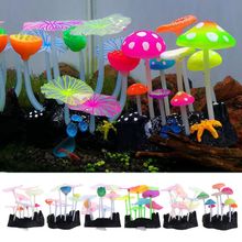 Glowing Effect Artificial Mushroom Water Plant For Aquarium Landscape Fish Tank Ornament Decor 2024 - buy cheap