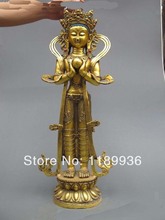 29 "тибетская Изысканная бронзовая позолоченная стойка Kwan-Yin guanyin статуя Будды Бодхисаттва 2024 - купить недорого