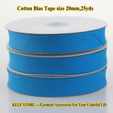 Free shipping  KELE STORE 100% Cotton Bias tape, bias binding tape size: 20mm, width:3/4",2cm,25yds/lot  color turquoise blue 2024 - buy cheap