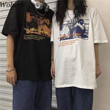 Woherb Unisex T Shirt 2020 Summer Harajuku T-shirt Printed Japanese Style Pattern Tops Friend Couple Tee Shirts Streetwear 21115 2024 - buy cheap