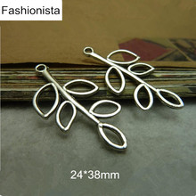 Fashionista -60 pcs/lot Big Leaf Charms,24*38mm,Antique Bronze / Antique Silver,Vintage Handmade Jewelry Charms Zinc Alloy 2024 - buy cheap