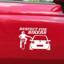 1 piece 19.5*15.5CM respect for bikers Funny Auto Stickers and Decals Car Sticker Auto Decoration Car Styling 2024 - buy cheap