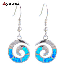 Super supplier fine jewelry Designer Blue Fire Opal Silver Stamped Drop Earrings for women Fashion Jewelry OE377A 2024 - buy cheap