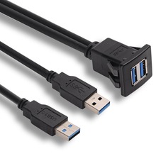 Cable de enchufe USB 3,0 para coche, extensión de montaje empotrado, 1M/2M, macho a hembra, Panel de salpicadero, línea de Audio cuadrada para motocicleta 2024 - compra barato