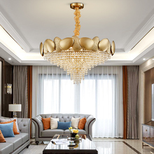 Candelabro de cristal Irregular dorado, luz de decoración de lujo para sala de estar, proyecto de Hotel, luz redonda para habitación 2024 - compra barato