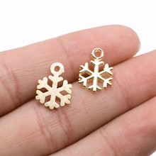 20 piezas KC tono dorado 15x10mm copo de nieve colgante de dijes para hacer joyas DIY hallazgos de joyería 2024 - compra barato