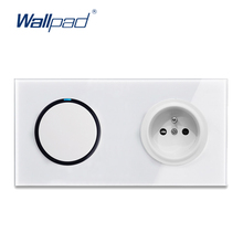 Wallpad-interruptor de luz L6, 1 entrada, 1 vía, 2 vías, enchufe de pared francés, toma de corriente eléctrica, marco de cristal blanco, Panel de 172x86 2024 - compra barato