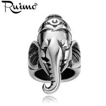 RUIMO 316l Stainless Steel Thailand Elephant Buddhism 8mm Hole Size Big Hole Beads Leather Bracelet beads DIY Jewelry Making 2024 - buy cheap
