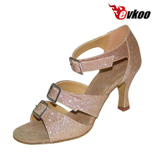 Evkoodance sapatos de dança, sapatos de salto alto popular, de couro nubota, 6cm, 7cm, cores cáqui e preto 2024 - compre barato